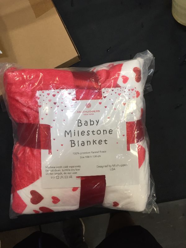 Photo 1 of Baby Milestone Blanket- Unisex Blanket for Boys and Girls- Fleece Soft Blanket- Red Heart Themed, Best for Newborns- 100x 150cm, Comes with Headband & Matching Patterns
