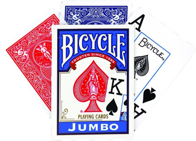 Photo 1 of 2 PK US Playing Card Company 1004560 Bicycle Poker Size Jumbo Index Playing Cards (Red and Blue)
