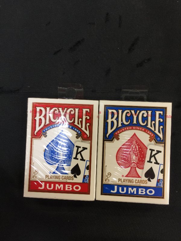 Photo 2 of 2 PK US Playing Card Company 1004560 Bicycle Poker Size Jumbo Index Playing Cards (Red and Blue)
