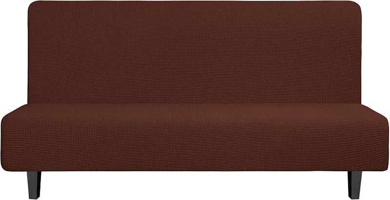Photo 1 of Easy-Going Stretch Sofa Slipcover Armless Sofa Cover Furniture Protector Without Armrests Slipcover Soft with Elastic Bottom for Kids, Spandex Jacquard Fabric Small Checks(futon,Coffee)
