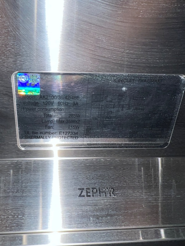 Photo 4 of Zephyr 30 Inch Typhoon Under Cabinet Hood - Stainless Steel +++ OUT OF BOX, ITEM HAS MINOR SCRATCHES, DISPLAY/ FUNCTIONAL +++