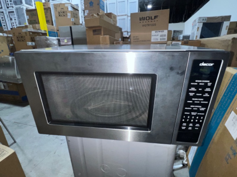 Photo 3 of Dacor MODEL DMW2420S, Professional Series 24 Inch 2 cu. ft. Capacity Countertop Microwave with 1100 Cooking Watts, Sensor Technology, Defrost Options, Keep Warm, Child Safety Lock in Stainless Steel, +++OPEN BOX, MINOR SCRATCHES, DEFECTIVE SCREEN+++
