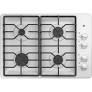 Photo 1 of GE® 30" Built-In Gas Cooktop with Dishwasher-Safe Grates, Model #:JGP3030DLWW (OUT OF BOX, ITEM HAS A SCRATCH ON THE RIGHT TOP SURFACE, THERE ARE SCRATCHES ON THE GRILLS)
