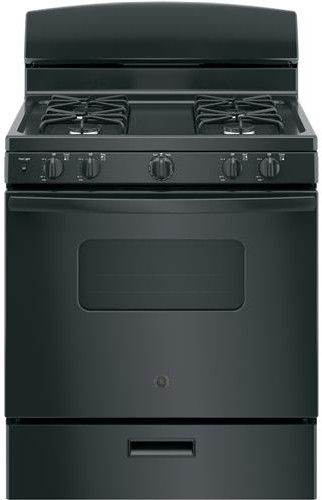 Photo 1 of GE 30 Inch Freestanding Gas Range with 4 Sealed Burners, 4.8 cu. ft. Oven Capacity, Broiler Drawer, Heavy-Duty Grates, Standard Clean Oven, Front Controls, LP Conversion Kit, CSA Certified, and ADA Compliant: Black MODEL JGBS10DEMBB
 +++ FACTORY SEALED ++