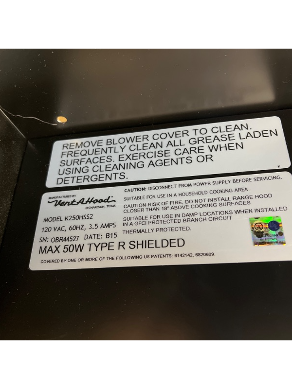 Photo 5 of 36in Vent-A-Hood K250HSS2 Kitchen Hood