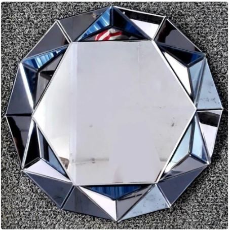 Photo 1 of 3D Modern Living Room Crystal Glass Wall Mirror, Mirror Shape: Round
