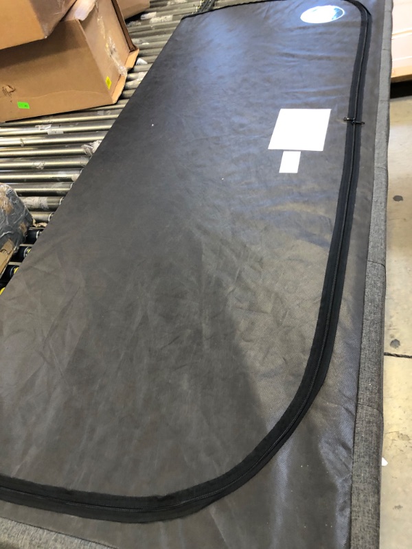 Photo 4 of ZINUS Shalini Upholstered Platform Bed Frame / Mattress Foundation / Wood Slat Support / No Box Spring Needed / Easy Assembly, Dark Grey, King Dark Grey King Platform Bed