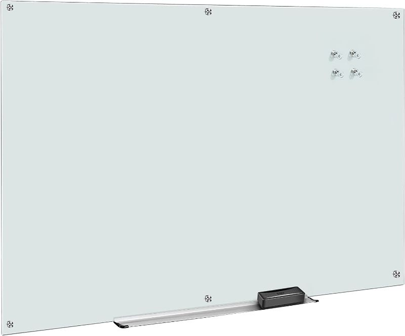 Photo 1 of Amazon Basics Glass Board, Magnetic Dry Erase White Board, Frameless, Infinity, 6 x 4 Foot
