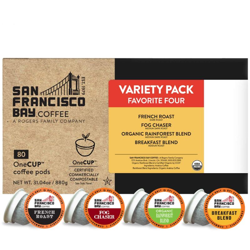 Photo 1 of 
SF Bay Coffee OneCUP Variety Pack 80 Ct Compostable Coffee Pods, K Cup Compatible including Keurig 2.0 (Packaging May Vary) EXP 5/23