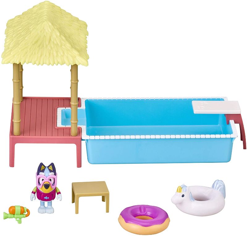 Photo 1 of Bluey Pool Playset and Figure, 2.5-3 inch Articulated Figure and Accessories
