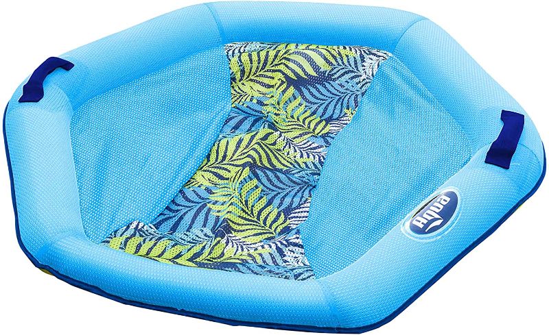 Photo 1 of Aqua Deluxe Supreme Hex Pool Chair Lounge, Luxury Fabric, Suntanner Pool Chair Float, Adult Pool Float, Heavy Duty, Blue Fern
