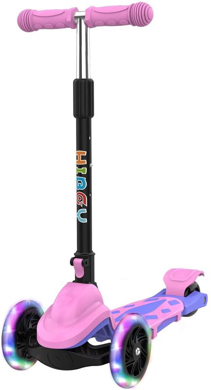 Photo 1 of Hiboy Q1 Scooter for Kids - 4 Adjustable Heights, 3 Wheels with 2 LED Light-Up Front Wheels, Foldable Toddler Scooter for Boys and Girls from 2-6 Years Old
