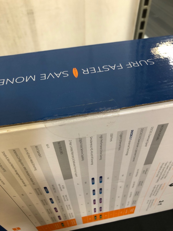 Photo 3 of ARRIS SURFboard SBG8300 DOCSIS 3.1 Gigabit Cable Modem & AC2350 Dual Band Wi-Fi Router, Approved for Cox, Spectrum, Xfinity & others (black) , Packaging may vary
