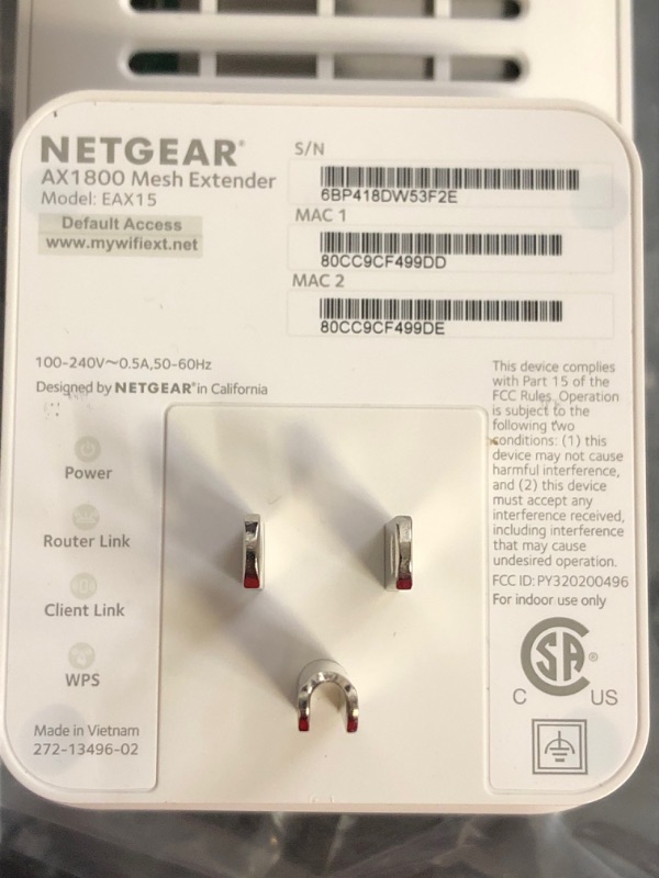 Photo 3 of NETGEAR WiFi 6 Mesh Range Extender (EAX15) - Add up to 1,500 sq. ft. and 20+ Devices with AX1800 Dual-Band Wireless Signal Booster & Repeater (up to 1.8Gbps Speed), WPA3 Security, Smart Roaming
