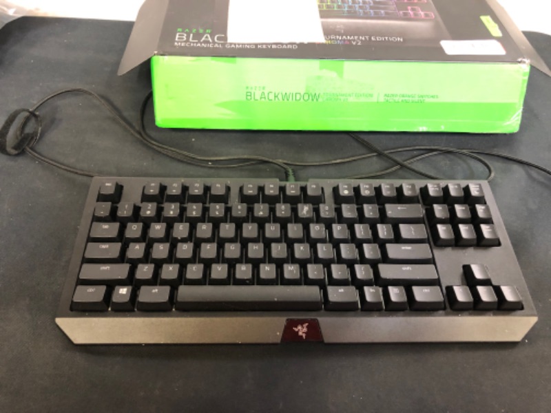 Photo 2 of Razer BlackWidow TE Chroma v2 TKL Tenkeyless Mechanical Gaming Keyboard: Orange Key Switches, Tactile & Silent, Chroma RGB Lighting, Magnetic Wrist Rest, Programmable Macros, Classic Black
