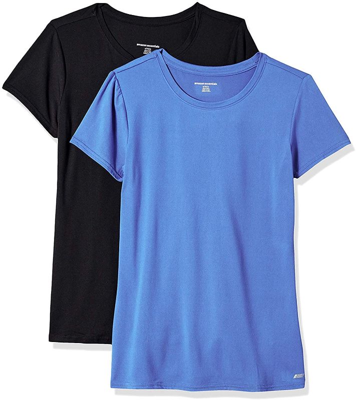 Photo 1 of Amazon Essentials Women's Tech Stretch Short-Sleeve Crewneck T-Shirt, Pack of 2
 SIZE L 