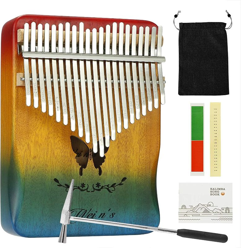 Photo 1 of Kalimba Thumb Piano 17 Keys Colorful Portable Mbira Finger Piano Musical Instruments with Tuning Hammer Gifts for Beginners, Kids, Adults, Lover
