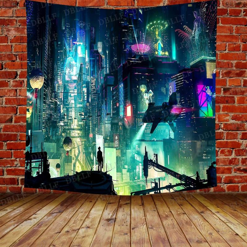 Photo 1 of DBLLF Punk Tapestry, Tokyo Japan Shinjuku Neon Signs Night Street Wall Tapestry Flannel Art Large Tapestries Fantasy Futuristic- Skyscraper City Backdrop for Home Decor (84 x 90 inches) GTZYDB76
