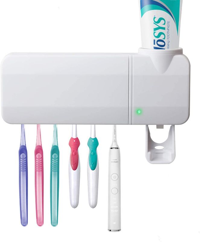 Photo 1 of DOUDING Toothbrush Holder, Toothpaste Dispenser + 6 Toothbrush Holder Wall Mounted for Family Bathroom
