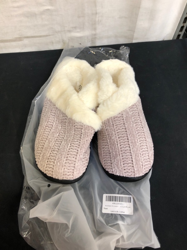 Photo 2 of Slippers for Women Fuzzy House Slip on Indoor Outdoor Bedroom Furry Fleece Lined Ladies Comfy Memory Foam Female Home Shoes Anti-Skid Rubber Hard Sole
 SIZE 8.5- 9