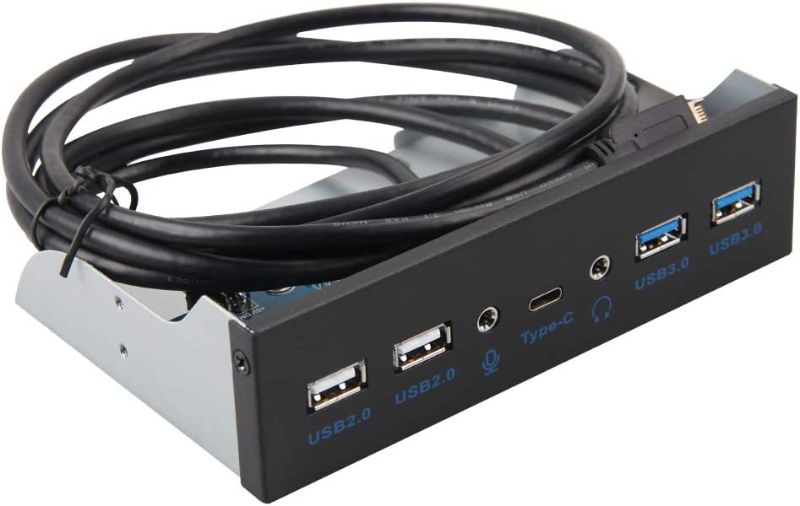 Photo 1 of PinPle Front Panel USB Hub USB 3.0 Metal Front Drive Panel 10Gbps with 2-Port USB 3.0 2-Port USB 2.0 1- Port Type-C 1-Port HD Audio Output 1-Port Microphone Input for Desktop
