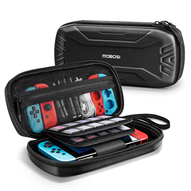 Photo 1 of MOBOSI Carrying Case Compatible with Nintendo Switch/Switch Lite, Shockproof Hard Shell Portable Travel Carry Case for Nintendo Switch Console, Joy-Con Controller & Accessories, Black
