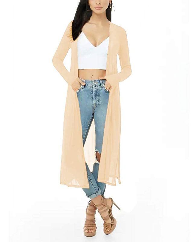 Photo 1 of BelleLovin Womens Sexy Sheer Long Sleeve Cardigan See Through Mesh Cover Up, Nude, Large

