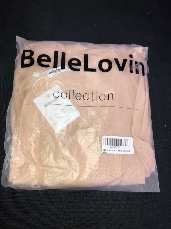 Photo 2 of BelleLovin Womens Sexy Sheer Long Sleeve Cardigan See Through Mesh Cover Up, Nude, Large
