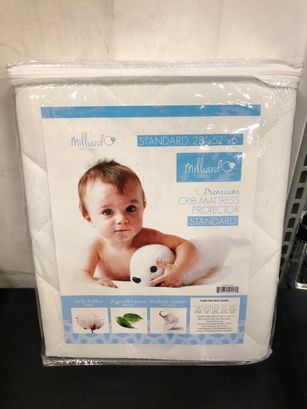 Photo 2 of Milliard Hypoallergenic Terry Crib Mattress Protector, 28" by 52" by 6"
