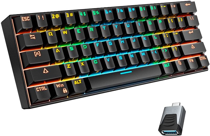 Photo 1 of hiwings Mechanical Gaming Keyboard 60%, Wireless/Wired Bluetooth Mechanical Keyboard with RGB Backlit/Full Anti-ghosting 61Keys Compact Mini Keyboard (Blue Switch)
