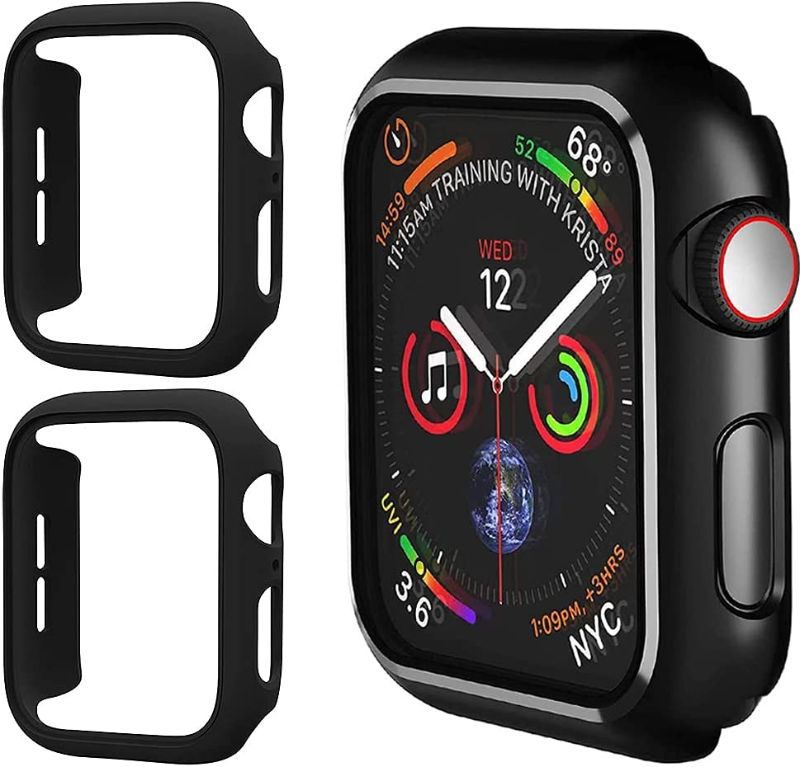 Photo 1 of 2 Pack Watch Protective Case Compatible for Apple Watch Case Series6 5 4 SE 40mm Hard PC Case with Tempered Glass Screen Protector-All Around Overall Protective For Apple Watch Protective Case
 2 COUNT 
