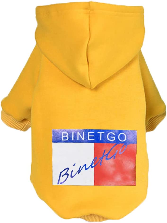 Photo 1 of BinetGo Dog Hoodies Pet Clothes Dog Sweatshirts Pullover Cat Jackets for Doggie Clothes Cotton with Velvet Lining (Yellow, Large)
 SIZE L 