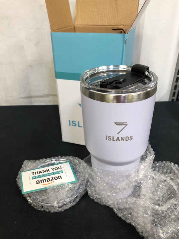 Photo 2 of 7ISLANDS 30oz Double Walled Stainless Steel Vacuum Insulated Tumbler-Travel Mug w/Two Lids and Straw Set. Coffee Tumblers Can Drink Any Beverage.
