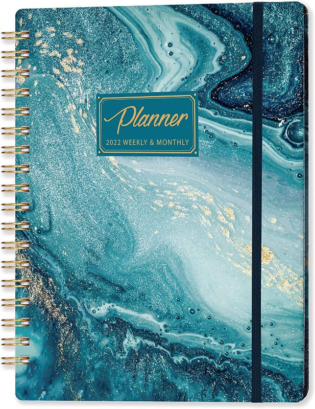 Photo 1 of 2022 Planner - Weekly Monthly Planner 2022 From Jan to Dec, 8" x 10", Planner 2022 with Monthly Tabs, Twin-Wire Binding, Hard Cover, Inner Pocket, Planner 2022 Perfect for Office & School & Home
