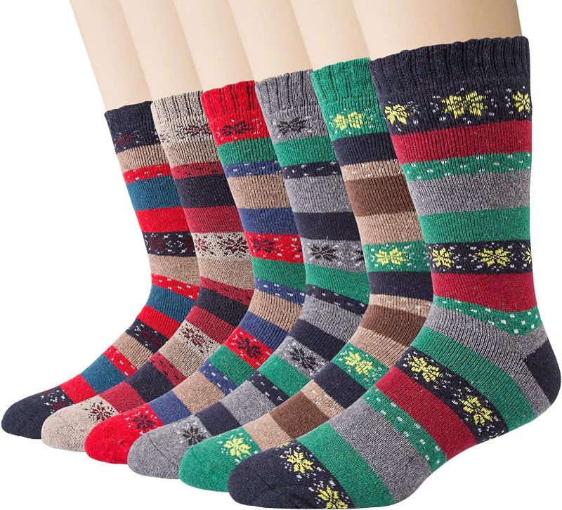 Photo 1 of 6 Pairs Merino Wool Socks Mens Winter Warm Cozy Thermal Socks for Men Soft Thick
