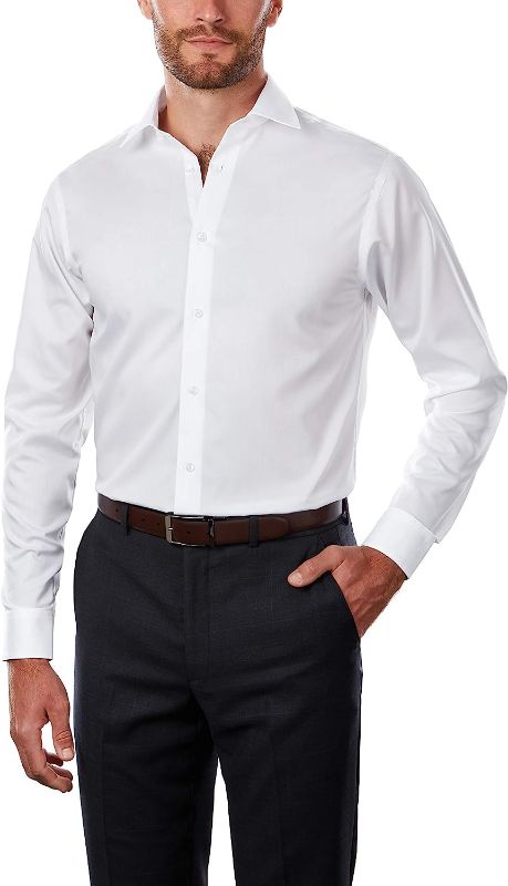 Photo 1 of Calvin Klein Men's Dress Shirt Regular Fit Non Iron Herringbone 16.5" NECK 36"-37" SIZE LARGE 
