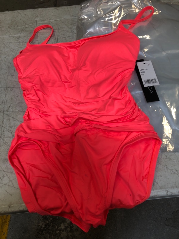 Photo 2 of Island Goddess Rouched Body Lingerie Mio One Piece Swimsuit SIZE 10 Hot Coral