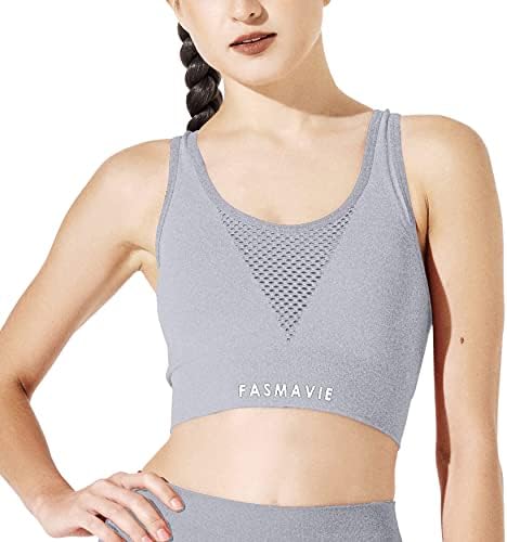 Photo 1 of FASMAVIE Women's Sports Seamless Supportive Racerback Bra by Soft, Stretchy, Airy Polyamide for Gyms, Workout, YogaSIZE XL