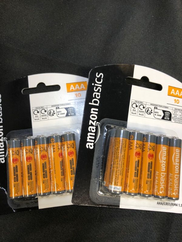 Photo 1 of Amazon Basics 10 Pack AAA High-Performance Alkaline Batteries, 10-Year Shelf Life 10 Count (Pack of 2)