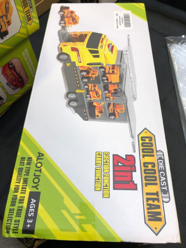 Photo 2 of  Construction Truck Toys Sets,11 in 1 Mini Die-Cast Truck Vehicle Car Toy in Carrier Truck,Gifts for 3 + Years Old Kids Boys Girls