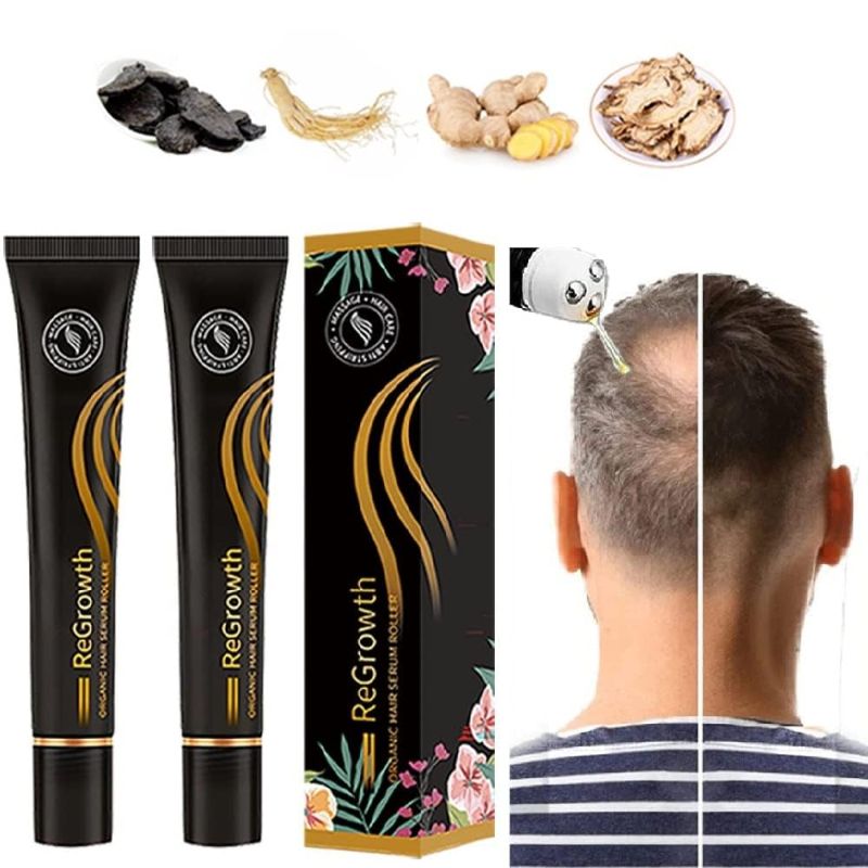 Photo 1 of 2 Pcs Regrowth Organic Hair Serum Roller, Herbal Rolling Ball Massage Hair Reactive Serum, Hair Growth Serum for Natural Hair, for Stronger, Thicker Hair, for Receding Hairline & Pattern Baldness.