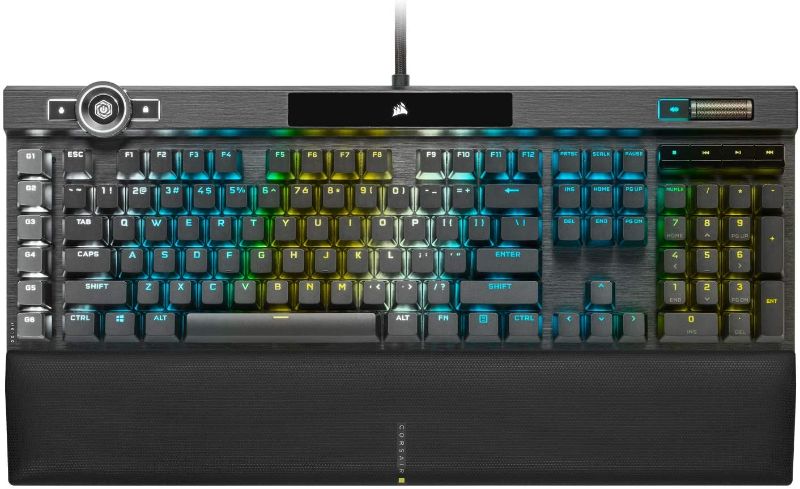 Photo 1 of Corsair K100 RGB Mechanical Gaming Keyboard - Cherry MX Speed RGB Silver Keyswitches - AXON Hyper-Processing Technology for 4X Faster Throughput - 44-Zone RGB LightEdge - PBT Double-Shot Keycaps
