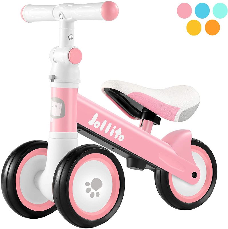 Photo 1 of JOLLITO Baby Balance Bike, Adjustable Toddler Baby Bicycle 12-24 Months with 3 Silent Wheels, No Pedal Toddlers Walker Bike Riding Toy for 1 Year Old Boys Girls, Best Birthday Gift
