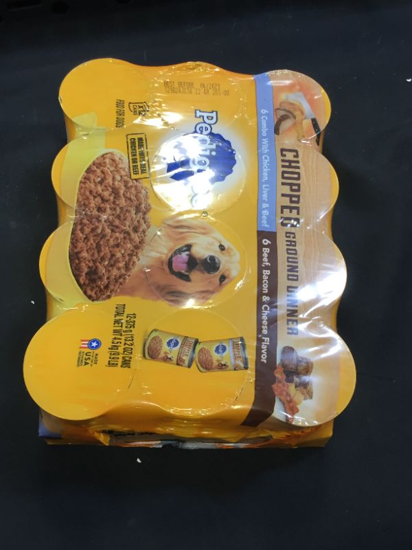 Photo 2 of exp 6/23 Pedigree Ground Dinner Wet Dog Food Variety Pack, Chicken, Beef and Liver, Beef, Bacon and Cheese, (12) 13.2 Oz Cans