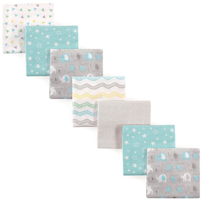Photo 1 of Luvable Friends Unisex Baby Cotton Flannel Receiving Blankets, Basic Elephant 7-Pack, One Size
