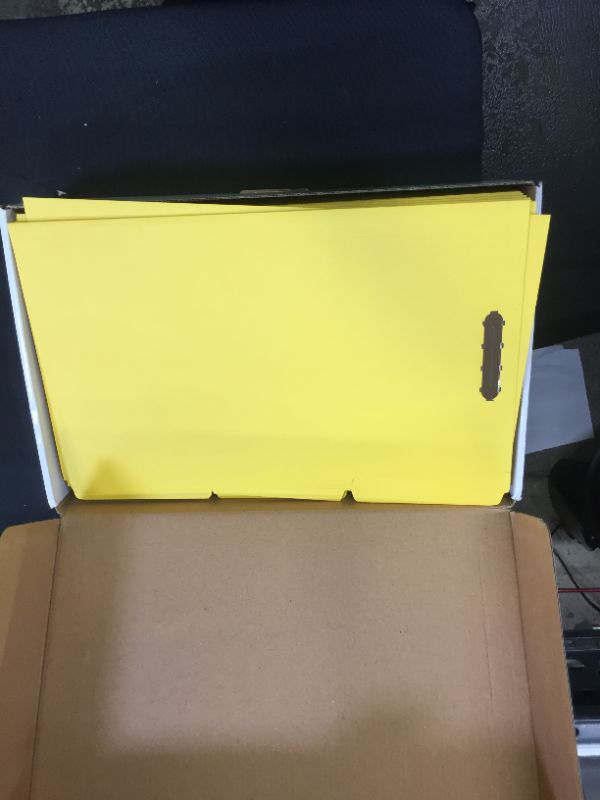 Photo 2 of Blue Summit Supplies Yellow File Folders with Prongs, Legal Size, and 1/3 Cut Reinforced Tabs, Durable 2 Prongs, Designed to Organize Standard Medical or Law Files, 50 Pack