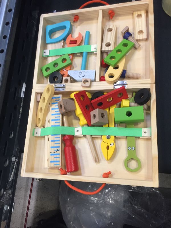 Photo 1 of Wooden Kids Tool Set – Rundad 36 PCS Tool Kit Box with Stickers of My First Tools, Montessori Toys for 2 3 4 Year Old Boy, Tool Construction Set for Toddler Ages 3-5