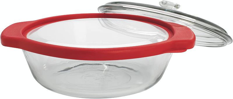 Photo 1 of Anchor Hocking TrueFit Bakeware Glass Casserole Dish with Cover and Storage Lid, Cherry, 3-Piece Set