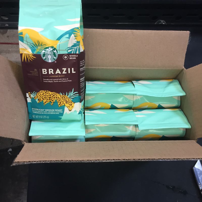 Photo 2 of Starbucks Brazil Single Origin Medium Roast Whole Bean Coffee 9oz, EXP 6/22 6 PACKS