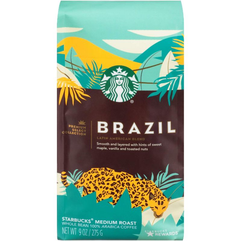 Photo 1 of Starbucks Brazil Single Origin Medium Roast Whole Bean Coffee 9oz, EXP 6/22 6 PACKS
